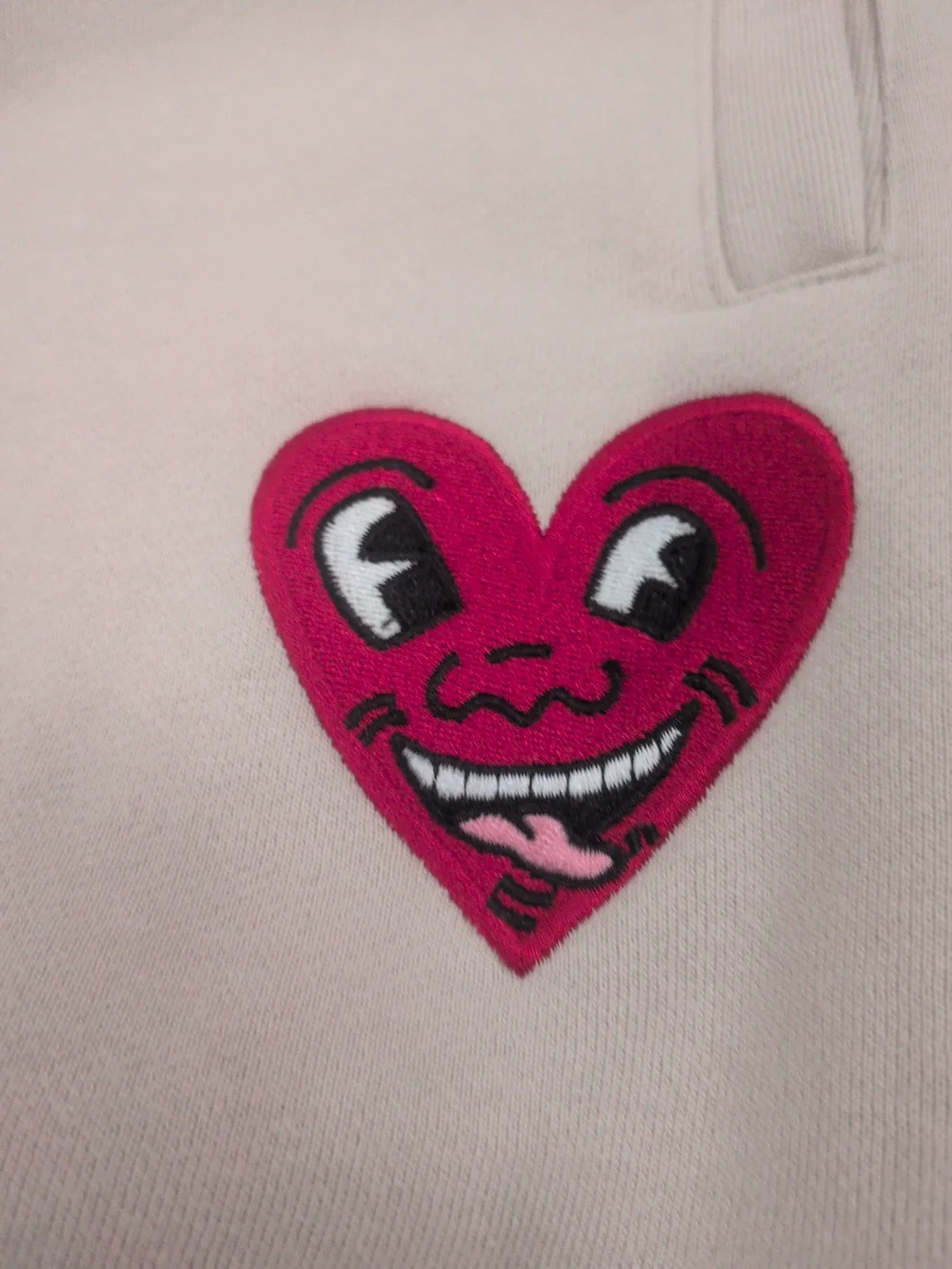 Keith Haring Cream Graphic Joggers with Red Heart